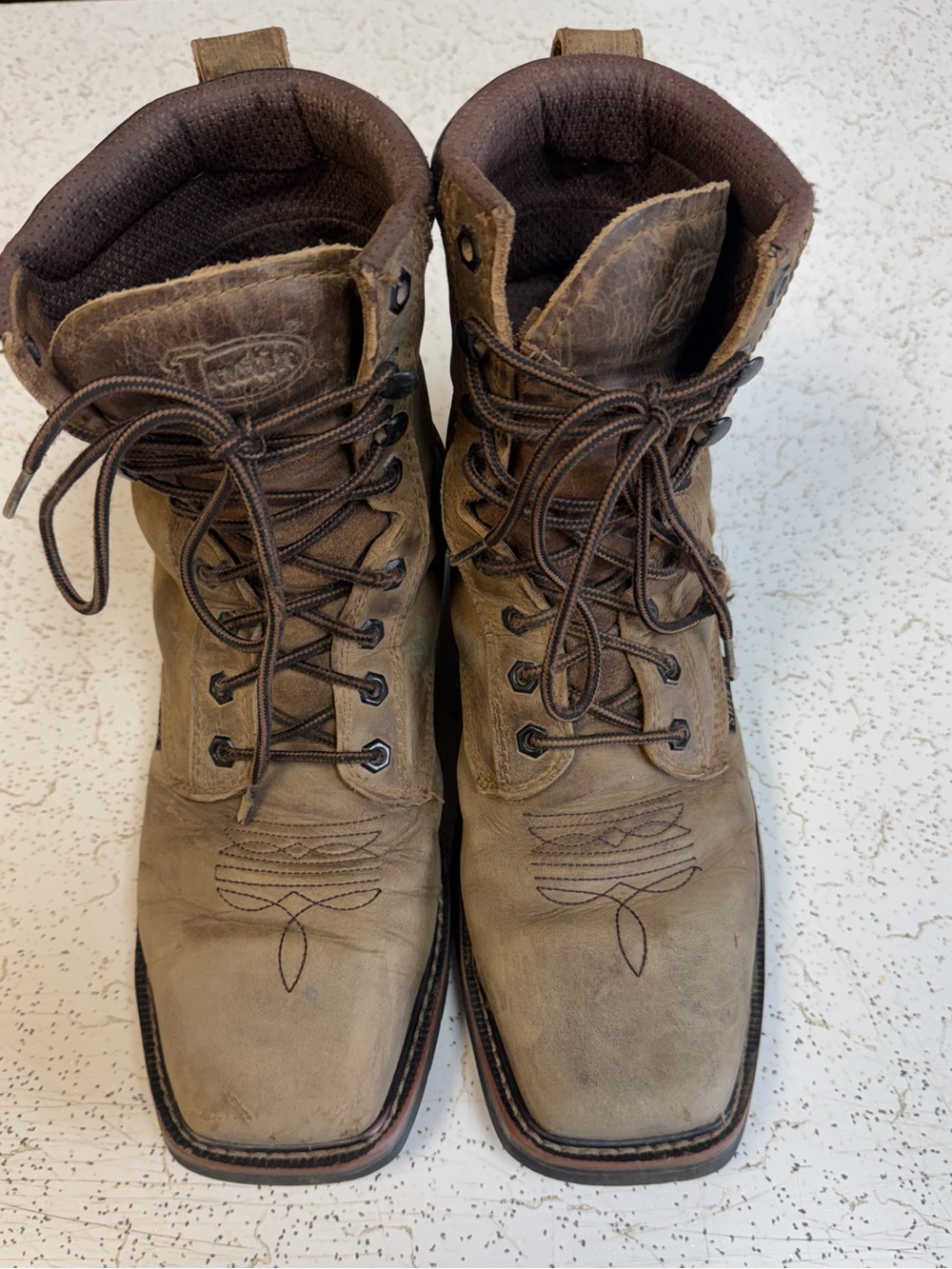 Justin Original Pulley 8" Steel Toe Work Boots Lace Up Men's Size 9 EE - Picture 2 of 7